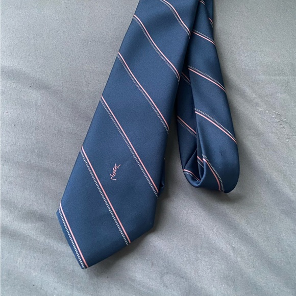 Yves Saint Laurent Striped Dress Tye Blue/Pink - Picture 1 of 2